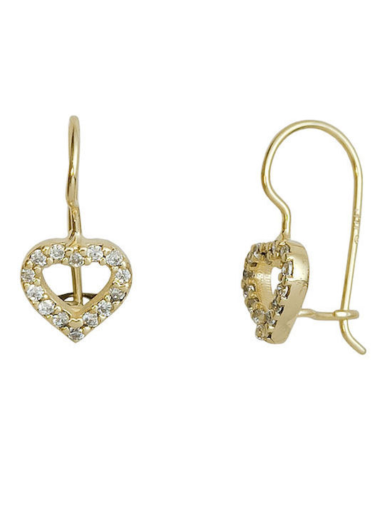 Kids Earrings Pendants Hearts from Gold 9K