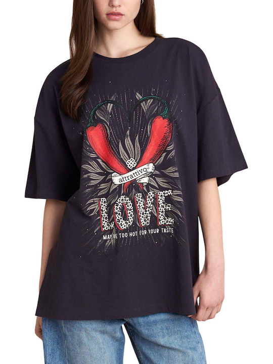 Women's Blouse Cotton Short Sleeve Almost Black