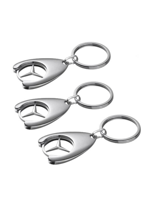 Set Drei Depox Schlüsselanhänger Mercedes 7,5 cm Metallisch Silber