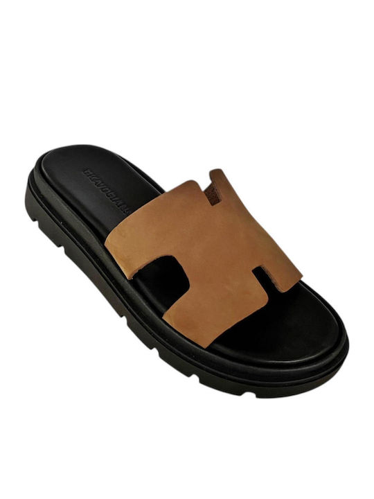 Sandale Casual Damă Flatforme Maro Din Piele