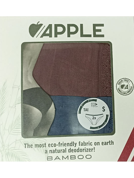 Apple Boxer Γυναικεία Slip 2Pack Μπορντό-μπλέ