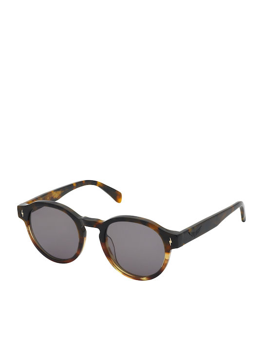 Zadig & Voltaire Women's Sunglasses with Brown Plastic Frame and Gray Lens