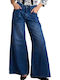 Damen Jeans Hosen in Breit Bein Stil 9922930-Blau