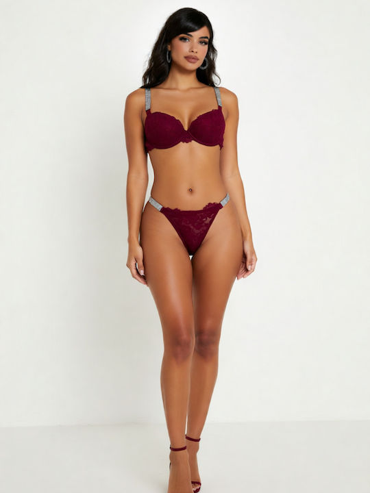 Lovelx Homewear Lace Underwear Set with Slip Burgundy