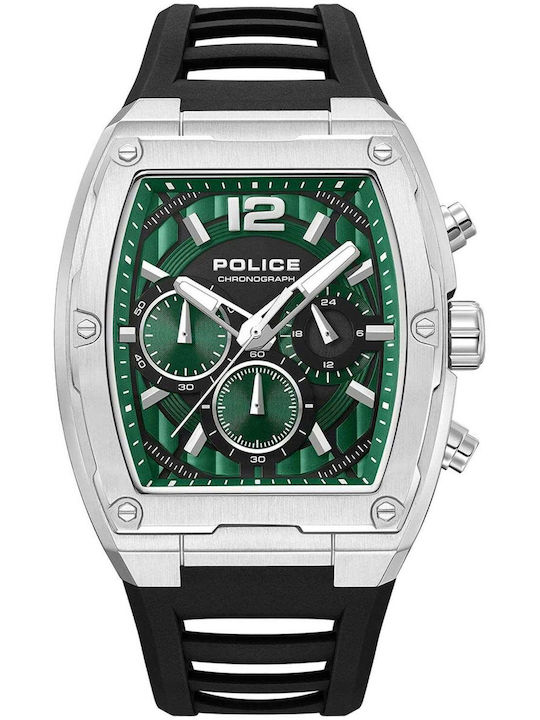 Police Creed Men's Watch Chronograph Battery with Black Rubber Strap