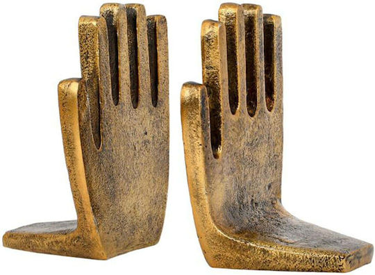 Book End Holders Hands Set 2pcs 965-225-019 11x9x15cm Antique Gold Metal