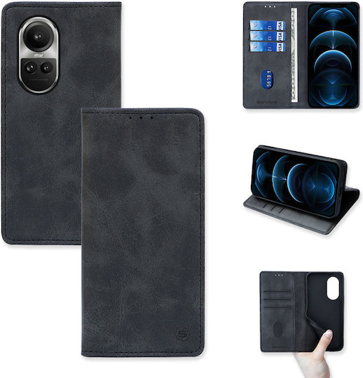 Θήκη Πορτοφόλι Vintage Magnet Wallet Sonique Oppo Reno10 Pro 5g Μαύρο