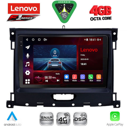Lenovo Car Audio System for Ford Ranger 2018-2023 (Bluetooth/USB/WiFi/GPS/Apple-Carplay/Android-Auto) with Touch Screen 9"
