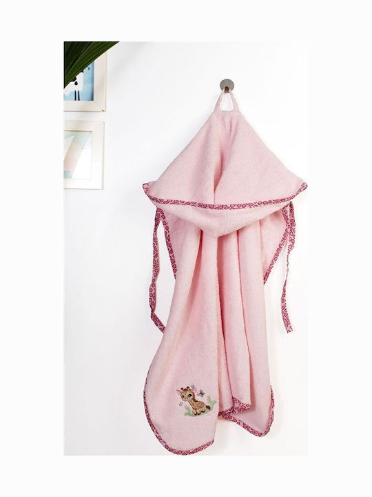 Dimcol Baby Hooded Towel Giraffe Pink 75x85cm
