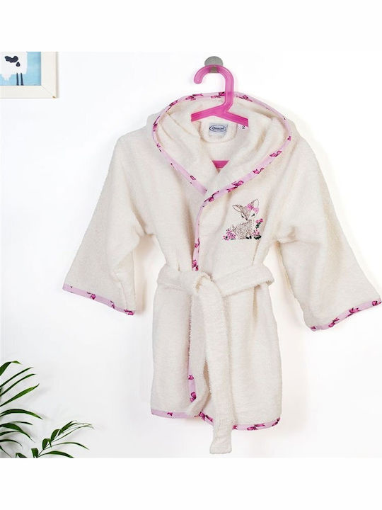 Dimcol Baby Bathrobe with Hood Deer Ecru-Pink