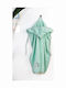 Dimcol Baby Hooded Towel Bathrobe Stork Mint Green 75x85cm