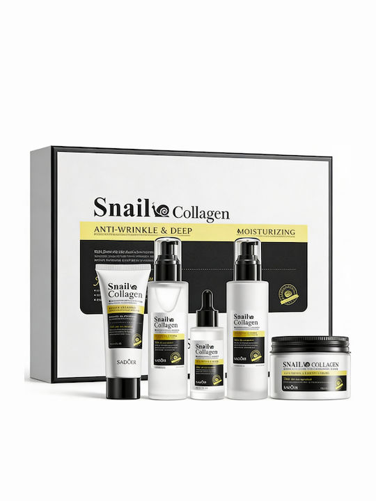 Sadoer Snail Collagen Hautpflegeset für Anti-Aging & Feuchtigkeitsspendend 5Stück