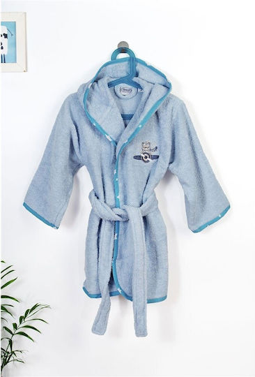 Dimcol Παιδικό Μπουρνούζι Sky Blue mit Kapuze
