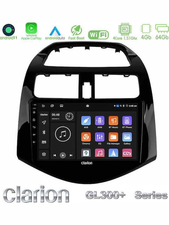 Clarion Gl300+ Серия 4core Android11 4+64gb Chevrolet Spark 2009-2015 Навигация Мултимедийна Таблетка 9" U-gl34-cv0683