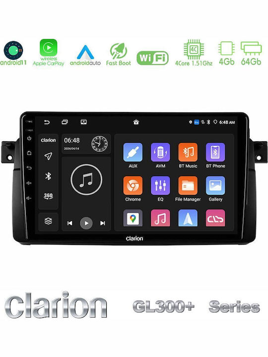 Clarion Gl300+ Seria 4core Android11 4+64gb BMW E46 Navigație Multimedia Tabletă 9" U-gl34-bm0603