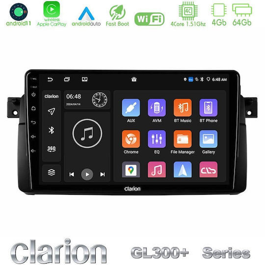Clarion Gl300+ Series 4core Android11 4+64gb Bmw E46 Navigation Multimedia Tablet 9" U-gl34-bm0603