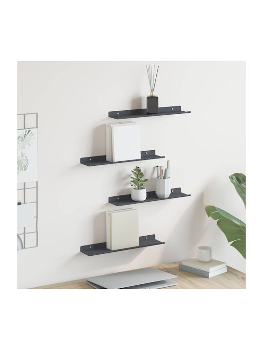 Shelves Wall Charcoal 4pcs 40x9x2.5cm