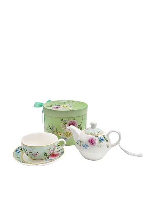Fylliana Floral Tea Set Ceramic Multicolored 3pcs