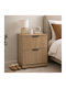 Wooden Bedside Table Beige 40x30x44cm