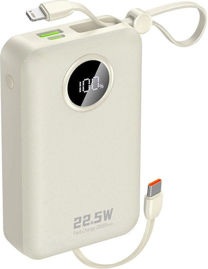 Dudao K-14 Baterie externă 20000mAh 22.5W Power Delivery / Încărcare rapidă / PPS Bej