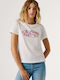 Damen T-Shirt Blumen Weiß