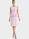 Peplum Summer Midi Dress for Wedding - Christening Pink