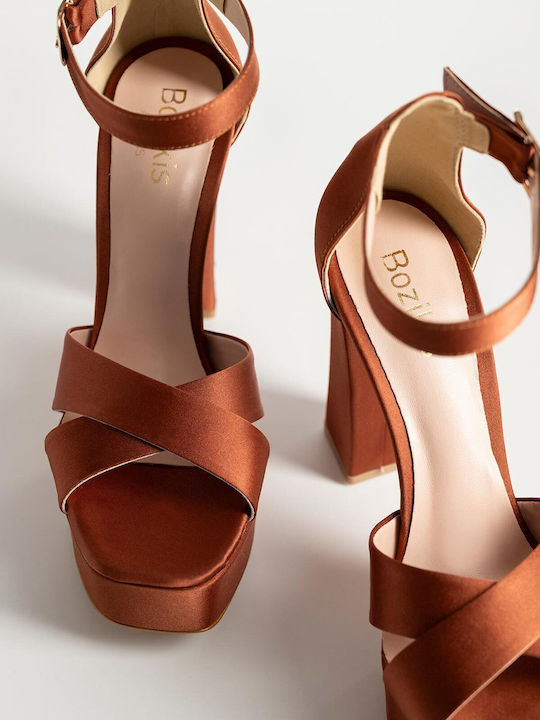 Bozikis Stoff Sandalen Tabac Braun