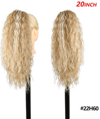 Gkm Ponytail Human Hair Keratin Kanekalon No Frizz No Shine No Tangles Curly Nest System 50cm Code #22h60