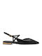 Δερμάτινες Γυναικείες Μπαλαρίνες Slingback με Λουράκι / Μπαρέτα Μαύρες