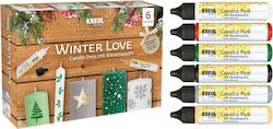 Σετ Winter Love Χρώματα-στυλό Διακόσμηση Κεριών Kreul Candle Pen 6 Τεμ