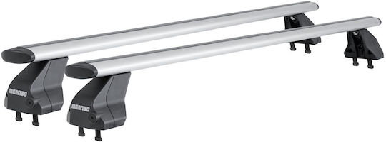 Menabo Komplettes Set Autodachträger Aluminium Omega Plus M 112 cm Silber für Alfa Romeo 156 SportWagon 5 Türen 2000>2005-2 Stück 10690 Mb+14720 Mb Mp.ar.14720/mb-omgps-5