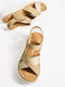 Women's Flat Sandals in Beige Color