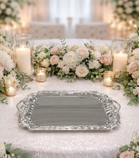 Galifas Metal Dreptunghiular Tavă de Servire în Culoare Argintiu 38x25.5cm GB-448708-25 1buc
