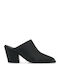Leather Mules with High Heel in Black Color