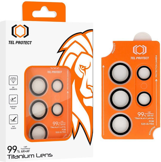 Tempered Glass Tel Protect Titanium Lens 99% Ar On Camera Samsung Galaxy S26 Ultra Black Lens 5 Pcs