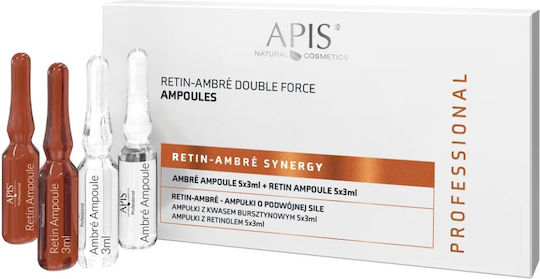 Apis Natural Cosmetics Retin-Ambre Synergy Serum Ampulă Hidratare și Anti-Îmbătrânire pentru Față cu Bakuchiol și Retinol 10x3ml