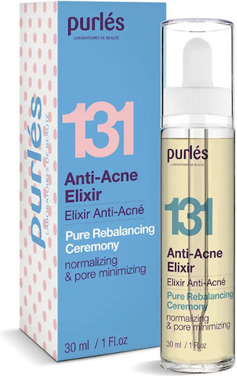 Purlés 131 Anti-Acnee Pure Rebalancing Ceremony Serum Calmante și Hidratant pentru Față cu Vitamina C și Acid Hialuronic pentru Detoxifiere și Strălucire 30ml