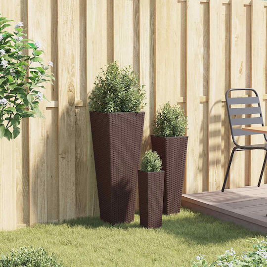 vidaXL Set of 3 Metallic Brown Flower Pots 30x30cm