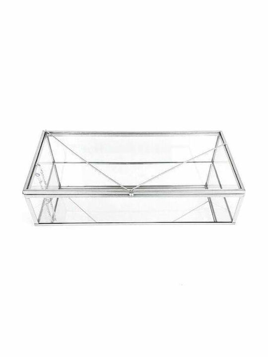Faitakis Pack Κουτί Κοσμημάτων Γυάλινο Ασημί 25x12.5x6cm