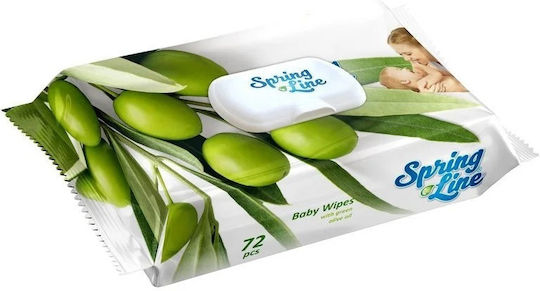 Șervețele Umede Extract de Ulei de Măsline Spring Line Pop Up 72 Bucăți În Cutie Cu Capac