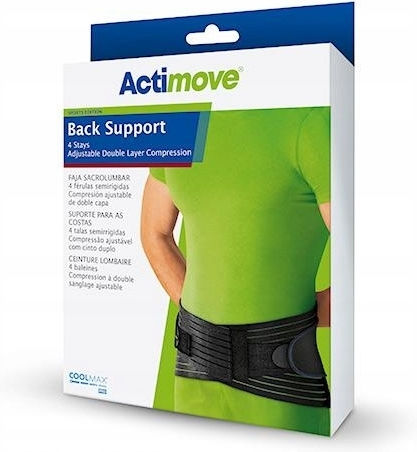 Actimove Lumbar Support Brace Adjustable Compression Black Size M