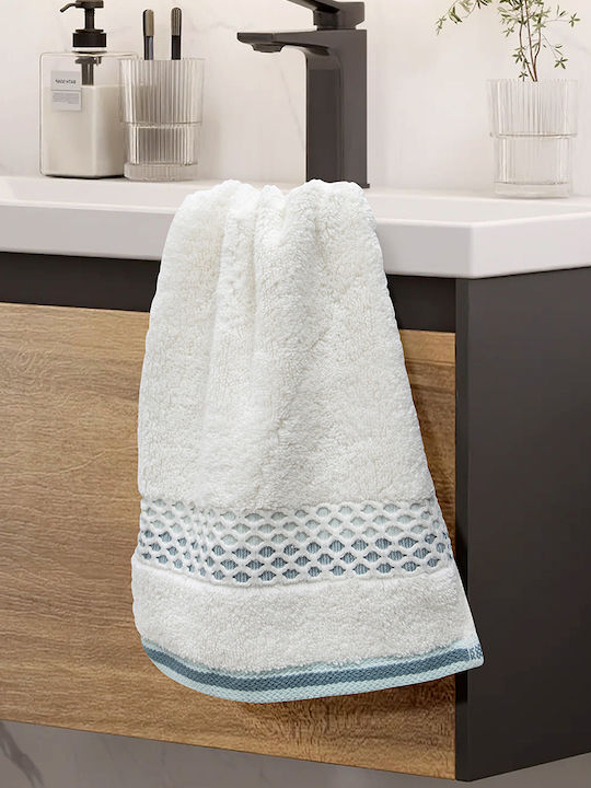 Lino Home Hand Towel Igalo 30x50cm White/Mint W...