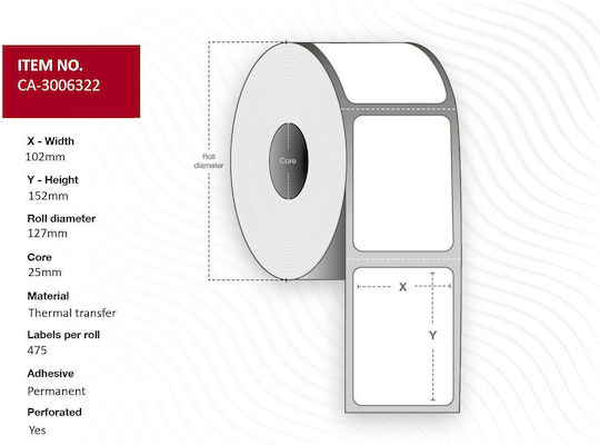 Capture 475 Self-Adhesive Label Rolls 102x152mm 12pcs