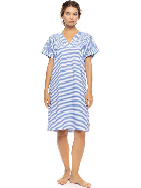 Pink Label Sommerliches Damen-Nachthemd Hellblau