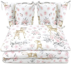 MimiNu Baby Crib Bedding Set 4pcs Sweet Deer Pink