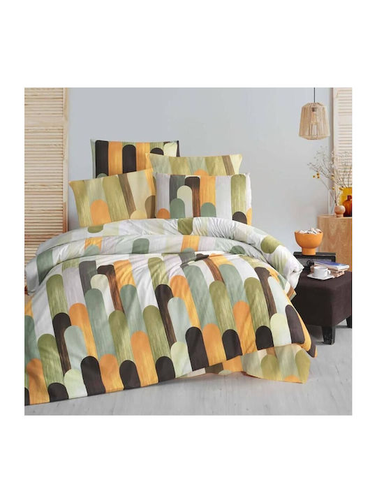 Pucioasa Set Husă de Pilotă Bumbac Single cu Față de Pernă & 1 Cearsaf 160x220 Verde