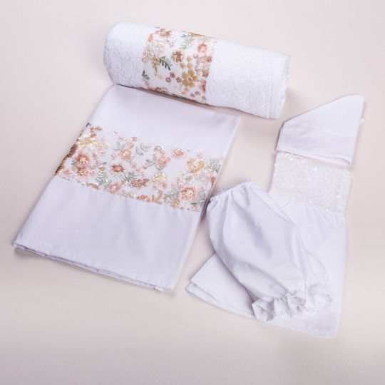 Set Christening Oilcloths Lace Pagueta White 2 Pieces