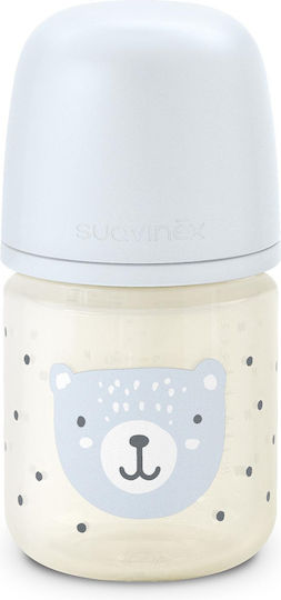 Suavinex Glass Baby Bottle Anti-Colic with Silicone Nipple for 0+, 0+ m, months Blue 120ml