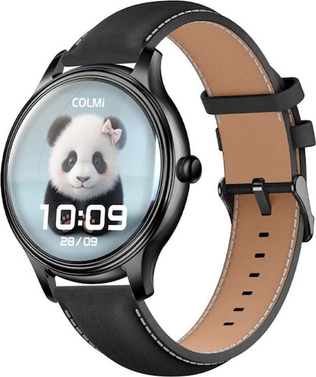 Colmi L28 Smartwatch (Black Silicone + Black Leather Strap)
