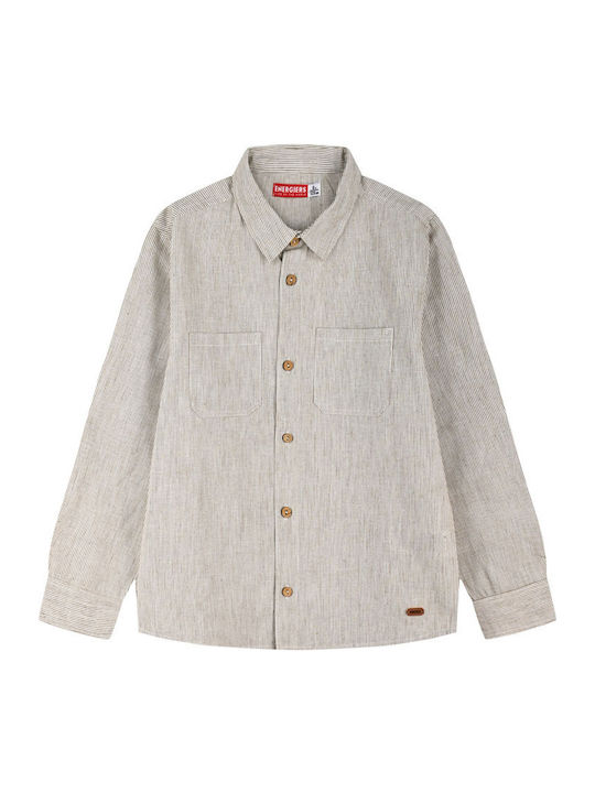 Kids Striped Shirt Long Sleeve Beige
